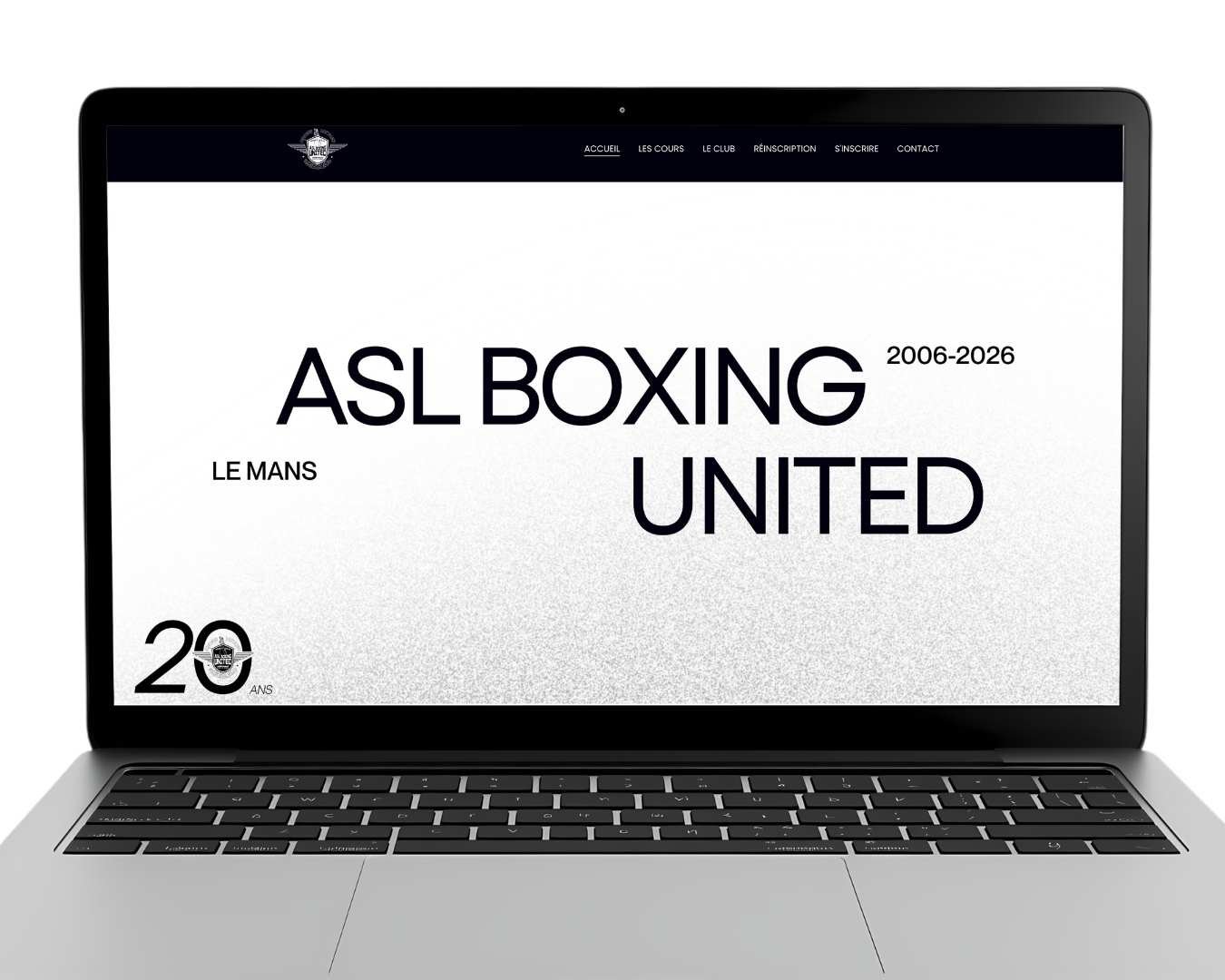 Site web ASL Boxing United affiché sur ordinateur portable
